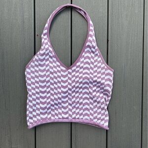 Purple and White Chevron Halter Top